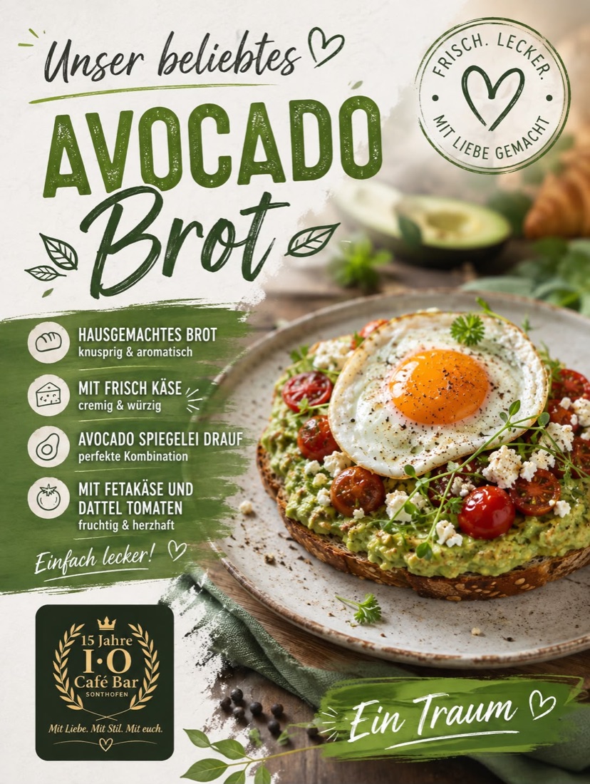 Avocado-Brot mit Spiegelei, Feta und Datteltomaten